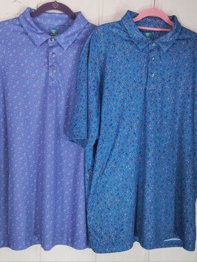 BUNDLE OF 2!! Pro Tour Coolplay, Novelty Patriotic Polos. LIKE NEW!! Size XL